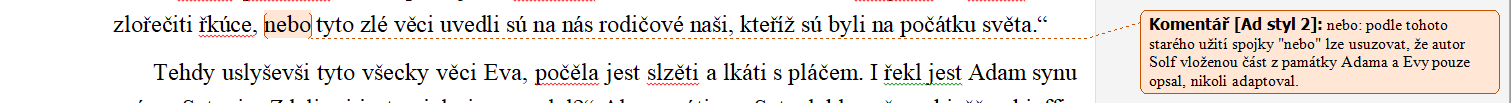 Obrázek č. 16 - „Bublina“ sémantického komentáře