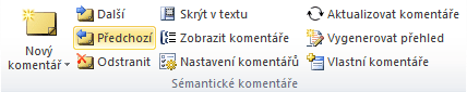 Obrázek č. 15 - Skupina nástrojů Sémantické komentáře