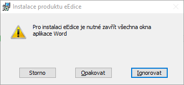 Obrázek č. 4 - Upozornění o spuštěné aplikaci Word