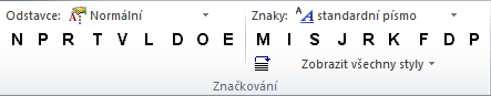 Obrázek č. 13 - Skupina nástrojů Značkování